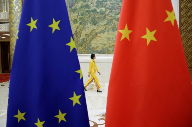 EU, China flags