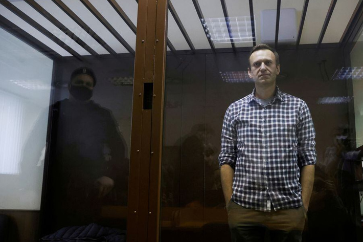 Russian opposition leader Alexei Navalny attends a court hearing in Moscow, Russia